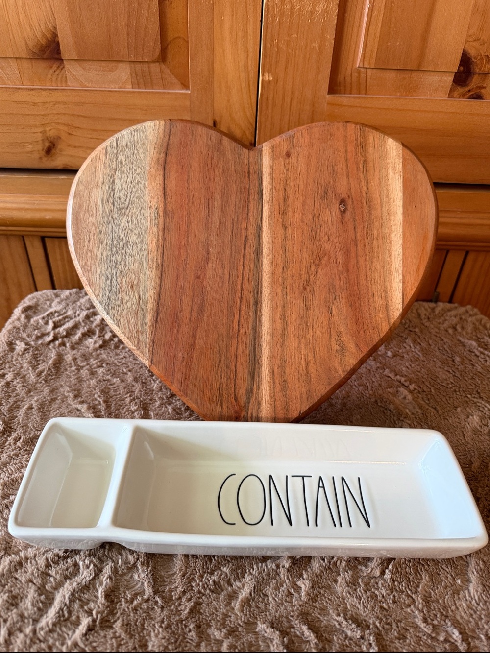 Rae Dunn White Ceramic Tray with 'CONTAIN' Lettering
